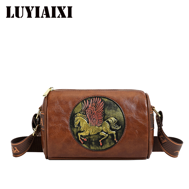 Leatherwork Flowers - Bolso de hombro de cuero con