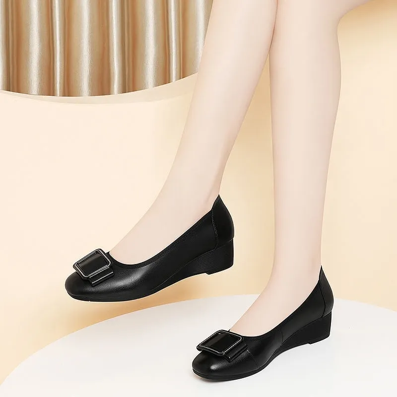 Leatherwork Fasteners - Zapatos de mujer con punta redonda,