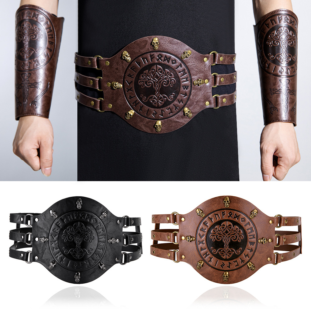 Leatherwork Fasteners - Cinturón ancho medieval, disfraz de caballero