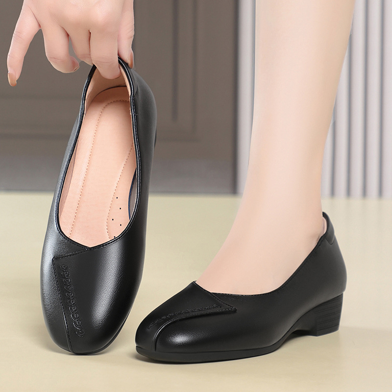 Leather Work Flats Women - Zapatos de Plataforma Baja de Cuero