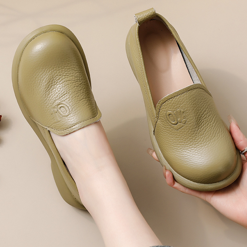 Leather Work Flats Women - 2025 mocasines de cuero genuino para