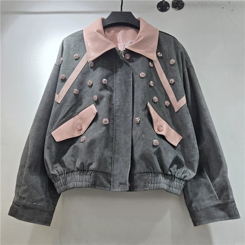 Chaqueta de pana con flores bo - Leatherwork Flowers reseña y precio