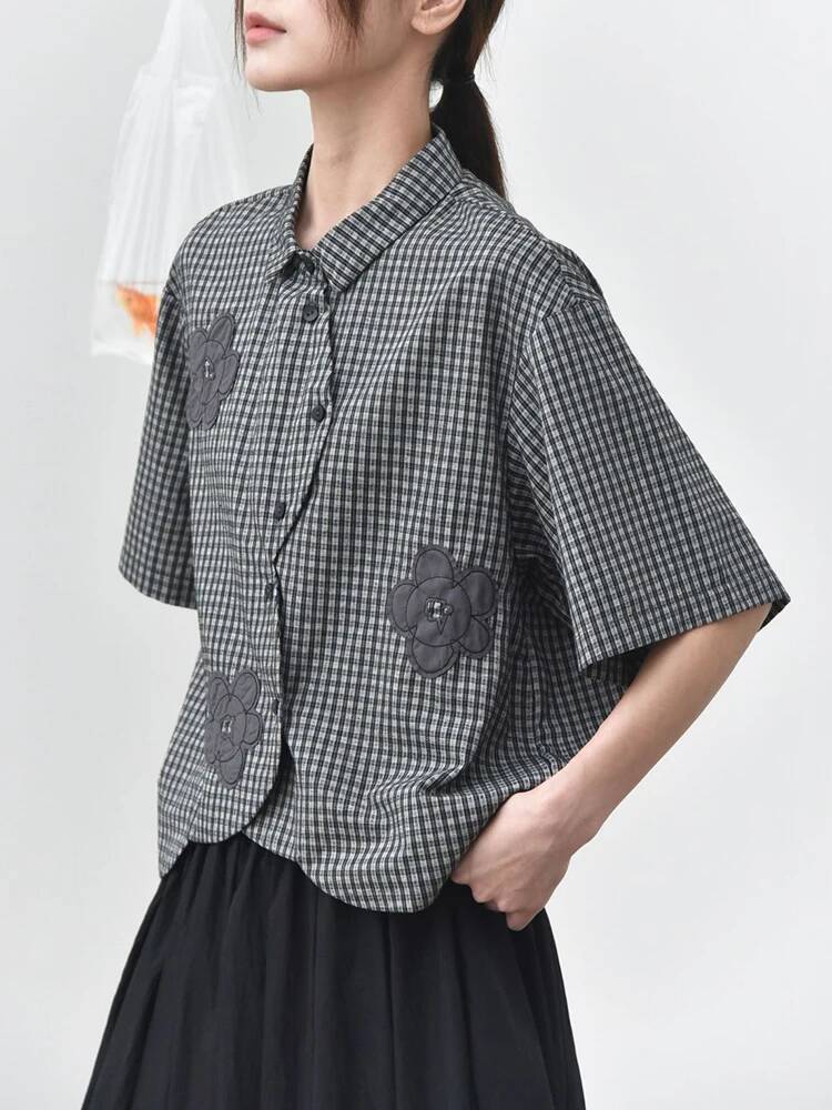 Blusa de Mujer a Cuadros Verde - Leatherwork Flowers reseña y precio