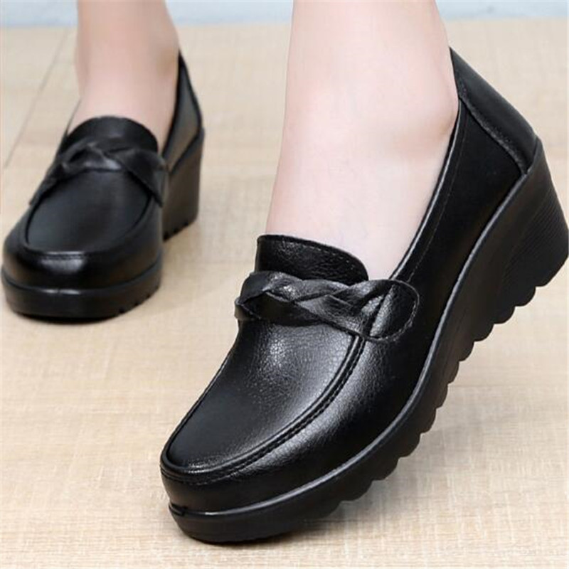 Nuevos zapatos de primavera pa - Leather Work Flats Women reseña y precio