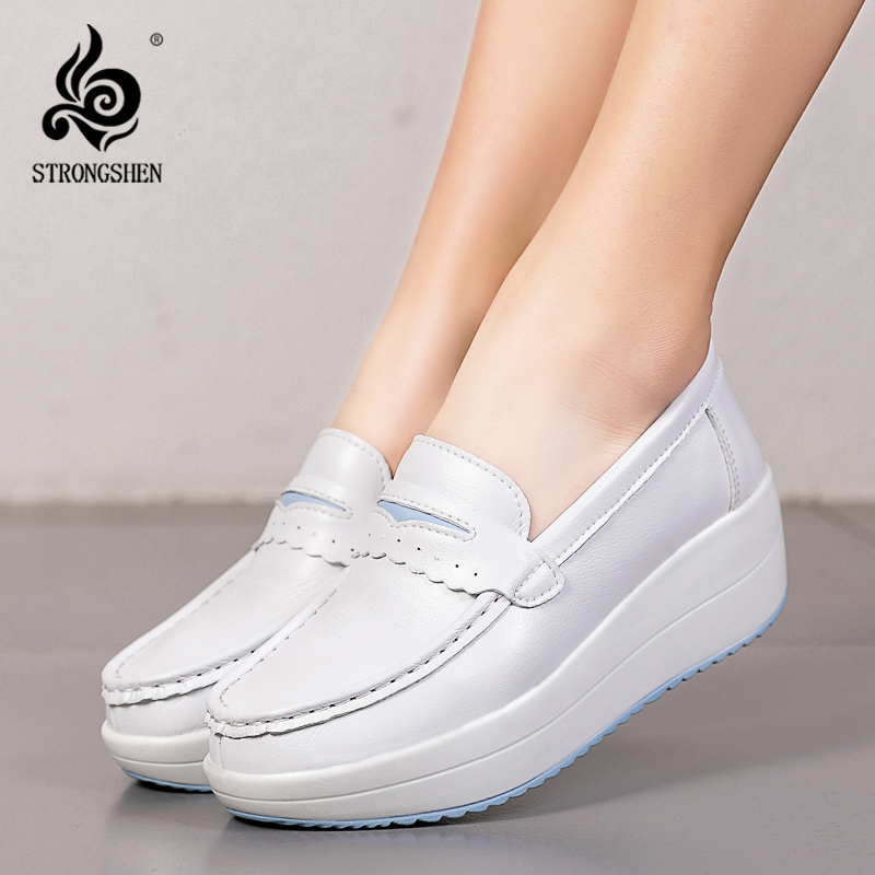 STRONGSHEN, zapatos informales - Leather Work Flats Women reseña y precio