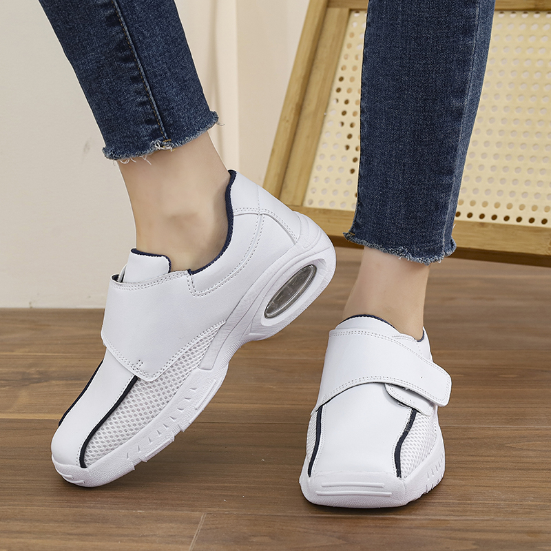 Zapatos de enfermería blancos  - Leather Work Flats Women reseña y precio
